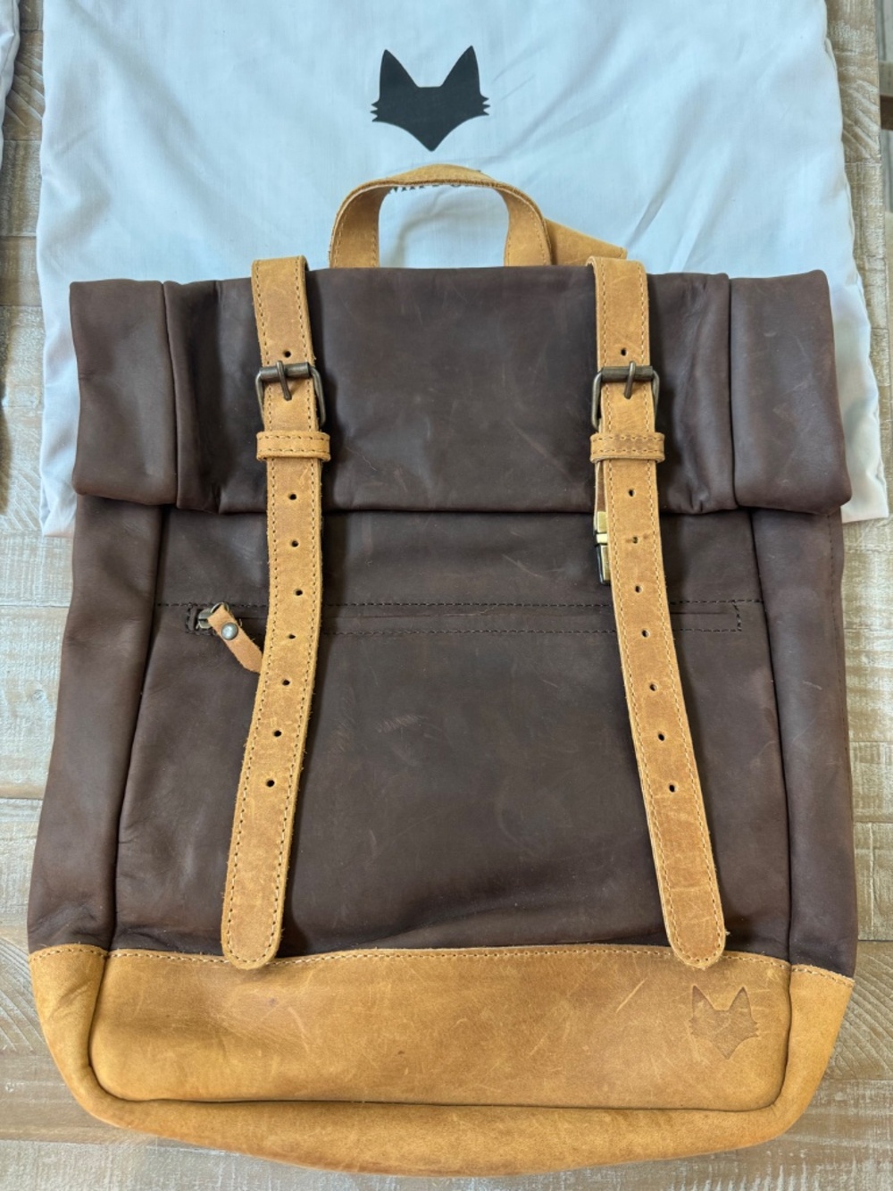 Mr Fox leather backpack handmade Mexico - Picture 2 of 6